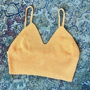 Yellow Knit Crop Top